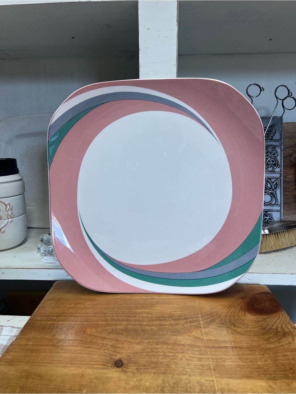 Vintage Sango pinwheel pink platter HTF serving retro mid century